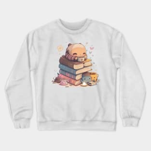 Cozy Reading Time - Cute Kawaii Character Design for Your Reading Nook Crewneck Sweatshirt